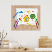 Kinder potloodtekening poster (Keuken)