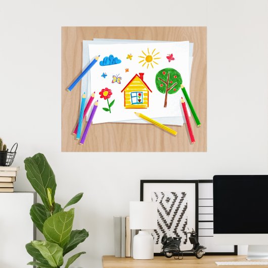 Kinder potloodtekening poster (Thuiskantoor)