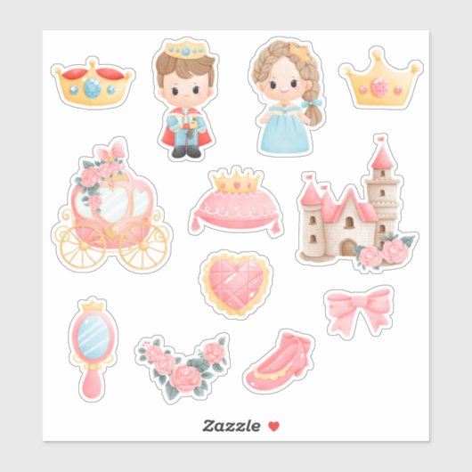 Kinder prins en prinses sticker (Vel)