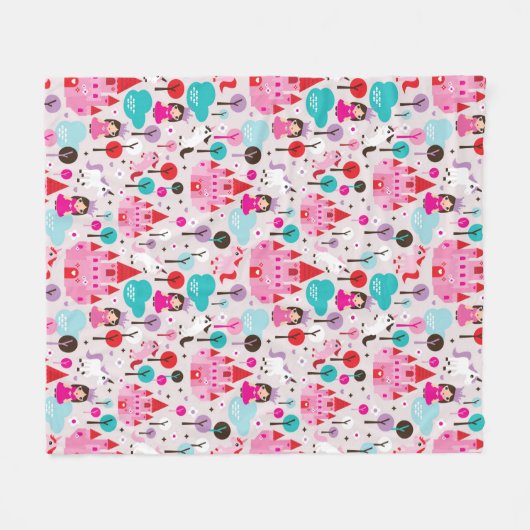 kinder prinses castle en unicorn fleece deken (Voorkant (Horizontaal))