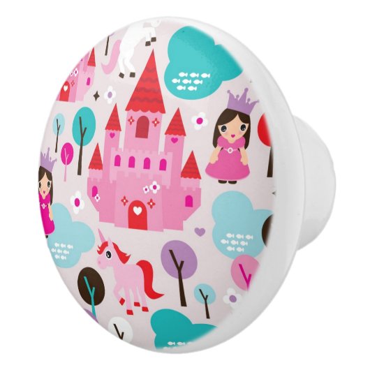 kinder prinses castle en unicorn keramische knop (Rechts)