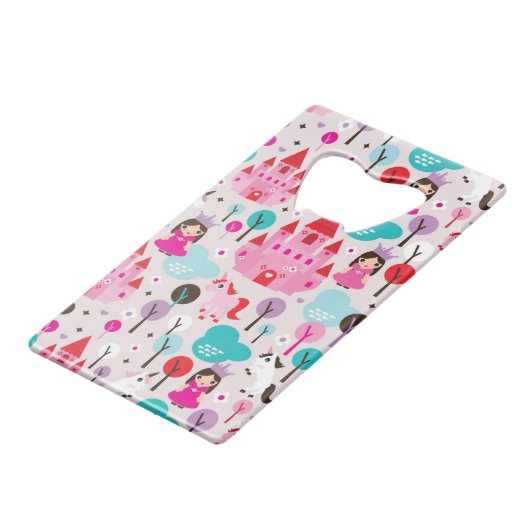 kinder prinses castle en unicorn kredietkaart flessenopener (Achterkant Gekanteld)