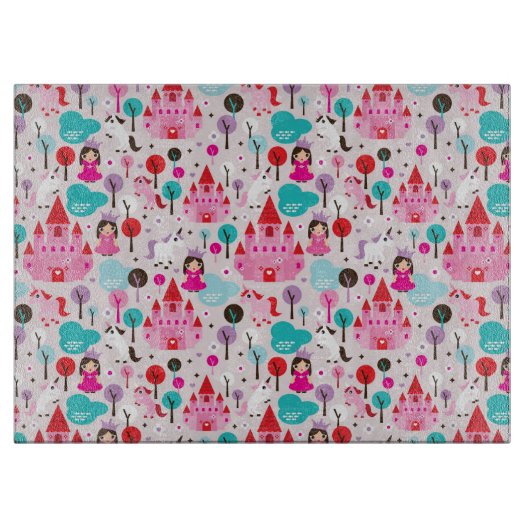 kinder prinses castle en unicorn snijplank (Voorkant)