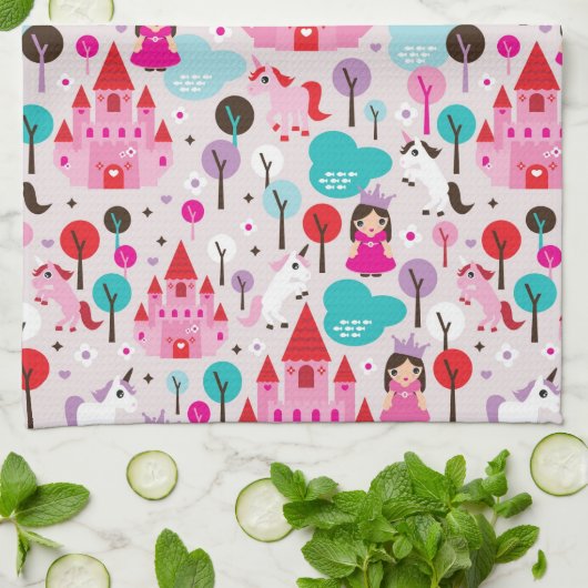 kinder prinses castle en unicorn theedoek (Gevouwen)