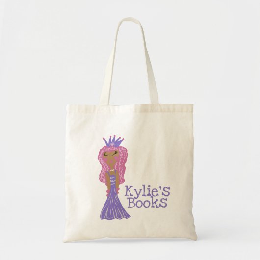 Kinder prinses Paars Pink Library Book Canvas tas (Voorkant)