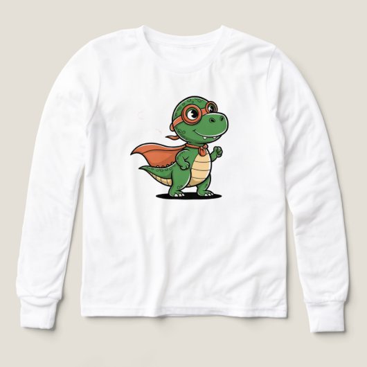 🦖🦸‍♂️ Kinder Pullover – Lustiger Dino mit Cape  (Voorkant)