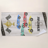 Kinder Race Auto Naam Zomer Strandlaken (Voorkant)