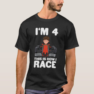 Kinder raceauto 4e Verjaardag 4 Vier Peuter Formul T-shirt