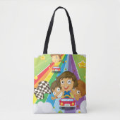 Kinder races op een regenboogCanvas tas (Voorkant)