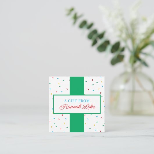 Kinder Rainbow Sprinkle Gift Behuizing Note Kaart (Staand voorkant)