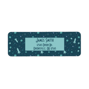 Kinder raketschild naar ruimtevaartsatoren etiket