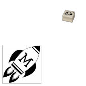 Kinder raketschip schattig monogram Initiaal Rubberstempel (Gestempeld)