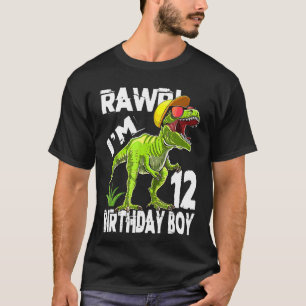 Kinder rawr 12 jaar oude rex dinosaurus 12e verjaa t-shirt