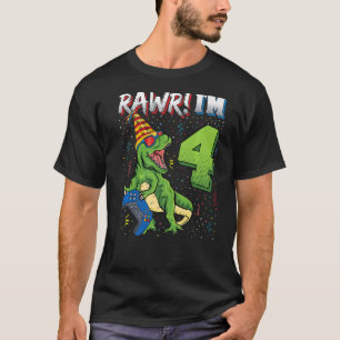 Kinder Rawr Ik ben 4 4e Verjaardag Dinosaurus met T-shirt