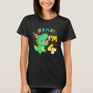 Kinder Rawr Ik ben 4 Dinosaur B Day Party Dino T R T-shirt