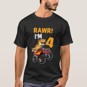 Kinder Rawr Ik ben 4 Dinosaur T Rex Birthday Boys T-shirt