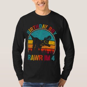 Kinder Rawr Ik ben 4 Dinosaurus 4e Verjaardags Jon T-shirt