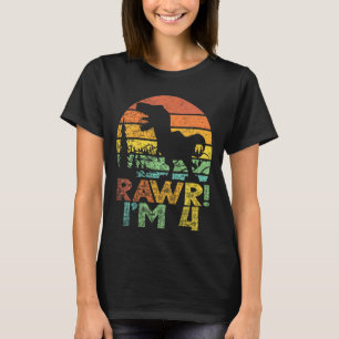 Kinder Rawr Im 4 4th Birthday Rex 4 Year Old Boys  T-shirt