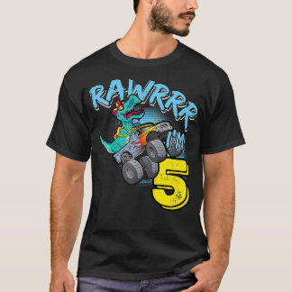Kinder Rawr Im 5 5e Verjaardag Monster Truck TRex  T-shirt