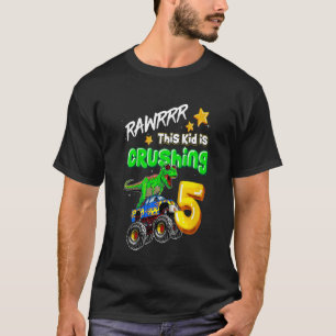 Kinder Rawrr Dit Kind drukt 5 Monster vrachtwagen T-shirt
