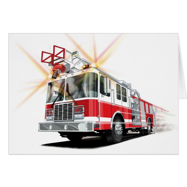 Kinder Red Fire Truck Card (Voorkant Horizontaal)