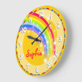 Kinder regenboog, gele wandklok grote klok (Hoek)