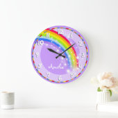 Kinder regenboog met paarse muurklok grote klok (Huis)