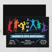 Kinder regenboog sprong trampoline verjaardagsfees kaart (Voorkant / Achterkant)