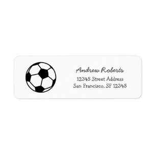 Kinder retouradreslabels met schattig voetbal etiket