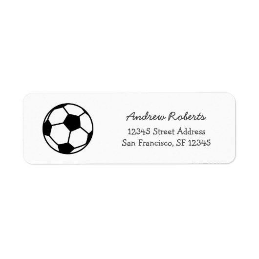 Kinder retouradreslabels met schattig voetbal etiket (Voorkant)