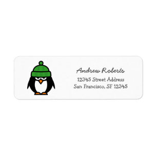 Kinder retouradressen met schattige pinguïn etiket