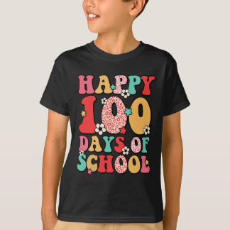 Kinder Retro Groovy 100 dagen Gelukkige 100ste dag T-shirt