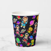 Kinder Retro Robots en Astronauten Papieren Bekers (Voorkant)