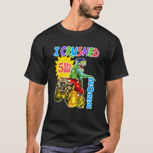 Kinder Rex Monster Truck 5th Grade Afstuderen T-shirt (Voorkant)