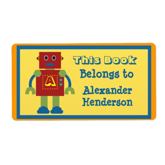 Kinder Robot Monogram Boek Sticker (Voorkant)
