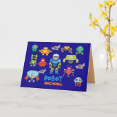 KINDER ROBOT Specialized Blue Funny Cartoon Robots Kaart (Gele Bloem)