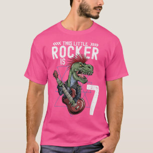 Kinder Rock en Roll Music T Rex Dinosaur 7th Birth T-shirt