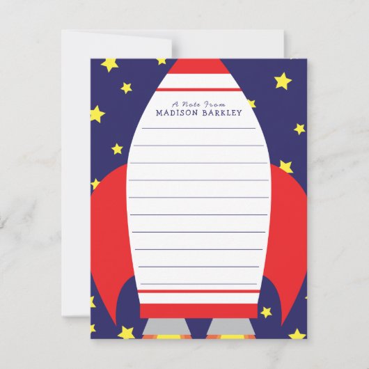 Kinder Rocket Shiket Cute Flat Briefpapier kaarten (Voorkant)