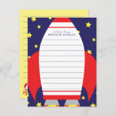 Kinder Rocket Shiket Cute Flat Briefpapier kaarten (Voorkant / Achterkant)