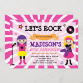 Kinder rockparty-uitnodiging kaart (Voorkant / Achterkant)