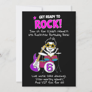Kinder Rockstar thema verjaardagsfeestje krijgen r Kaart