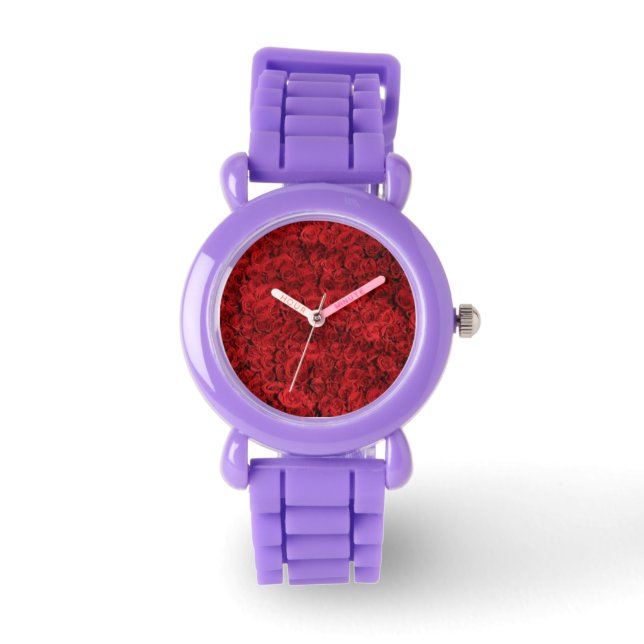 KINDER RODE GLITTERSTAND ROOS WATCH HORLOGE (Voorkant)