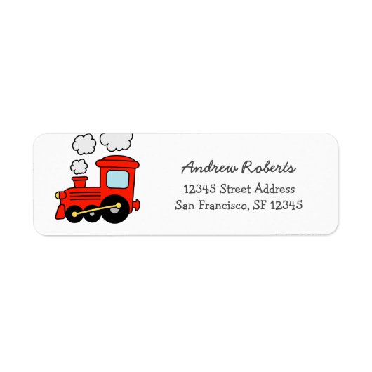 Kinder rode speelgoed choo-treinadreslabels etiket (Voorkant)