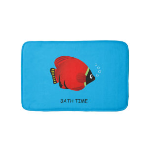 Kinder rode vis op blauw badmat