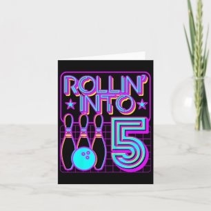 Kinder Rollin in 5 Bowling Bowler 5th Birthday Par Kaart