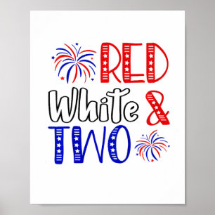 Kinder rood wit en twee 2e verjaardag 4 juli in poster