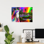 Kinder Room Quote Script Poster Unicorn Wall Art (Thuiskantoor)