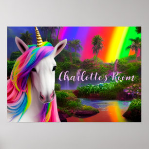 Kinder Room Quote Script Poster Unicorn Wall Art