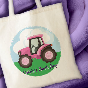 Kinder Roze Boerderij Tractor Schattige Girly Gepe Tote Bag