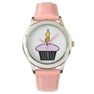 Kinder Roze Cupcake Thema Verjaardagshorloge Horloge